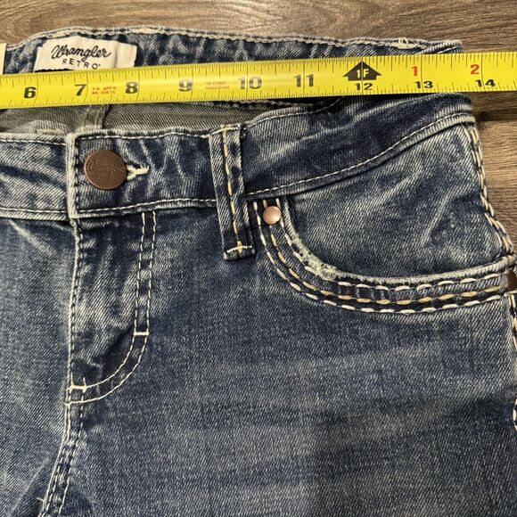 Wrangler Retro Sadie Bootcut Jeans Sz 25 32L Low Rise Blue Denim Embroidered New - Picture 6 of 11